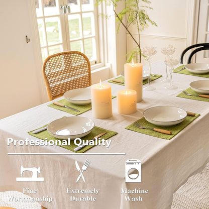 Home Brilliant Green Placemats Set of 8 Washable Place Mats Linen Placemats Heat Resistant Table
