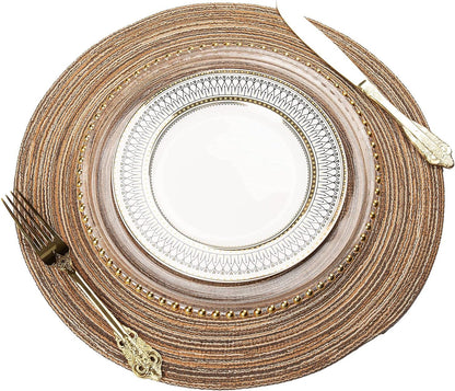 AHHFSMEI Round Braided Placemats Set of 6 Round Table Mats for Dining Tables Natural Woven Heat