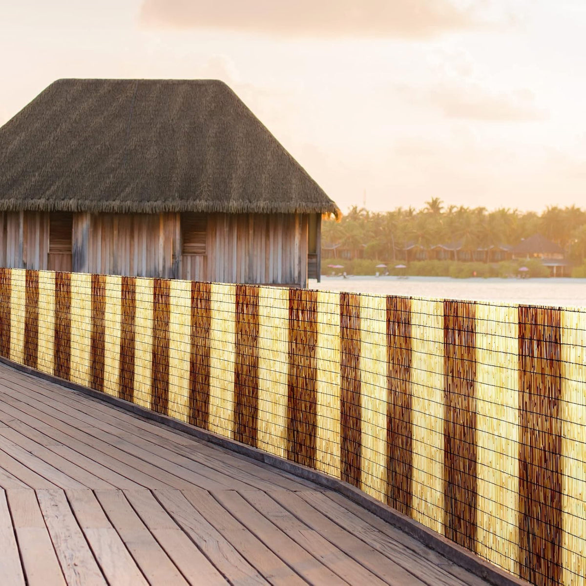 Natural Reed Fencing Rolls,5.5FT X 16.4FT Reed Screen Curtain Fence Covering Privacy Bamboo for