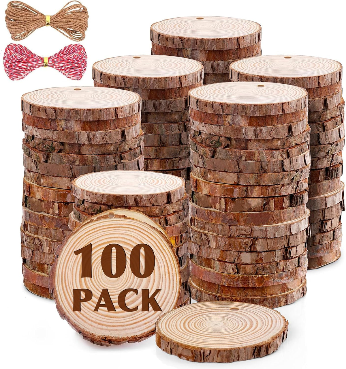 100 Pack Nature Wood Slices for Crafts,2.4-2.8In Unfinished Natural Wood Rounds.Wood Circles