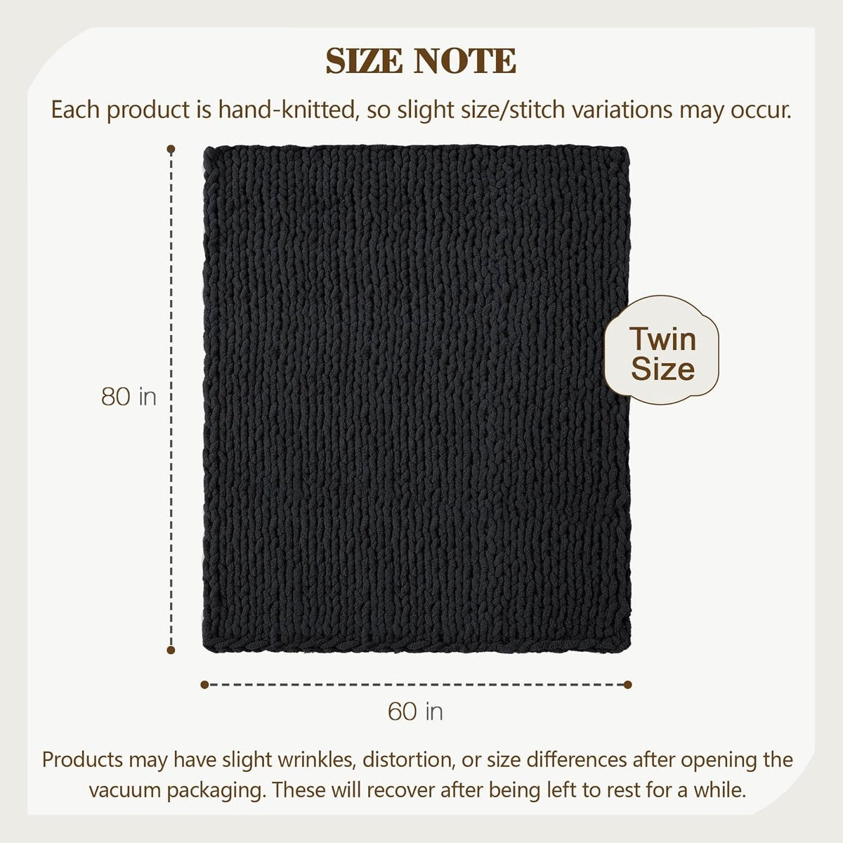 Carriediosa Chunky Knit Throw Blanket 60" X 80" Twin, 100% Hand Made Large Chenille Loop Yarn Soft