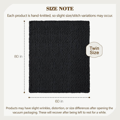Carriediosa Chunky Knit Throw Blanket 60" X 80" Twin, 100% Hand Made Large Chenille Loop Yarn Soft