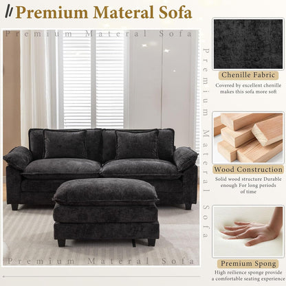 URRED Modular Sectional Sofa Comfy Cloud Couch, Modern Chenille Sofa Sleeper Deep Seat Couches with