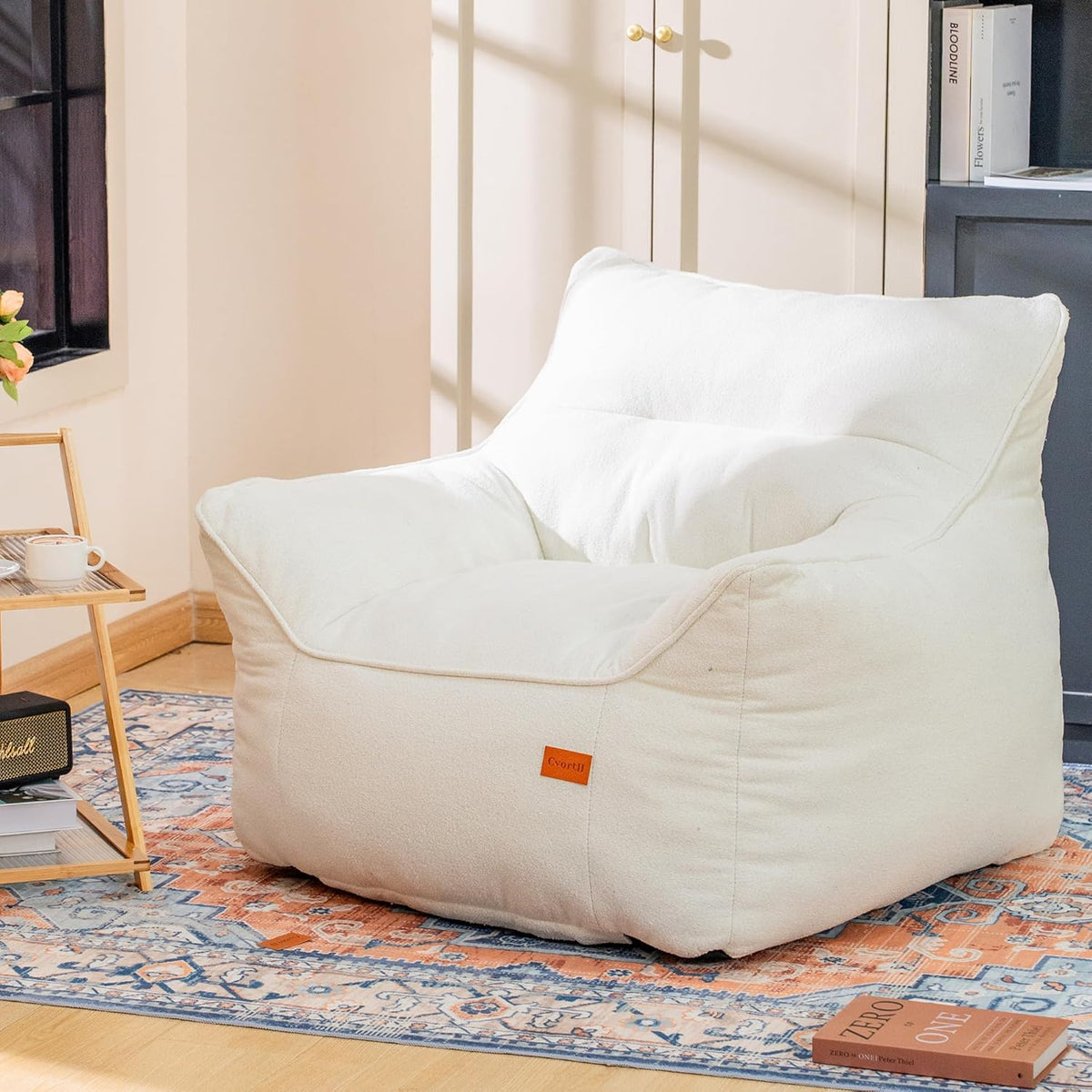 Bean Bag Chair for Adults, Comfy Tufted Bean Bag Chair Sofa with Armrests, Lazy Beanbag Chair with