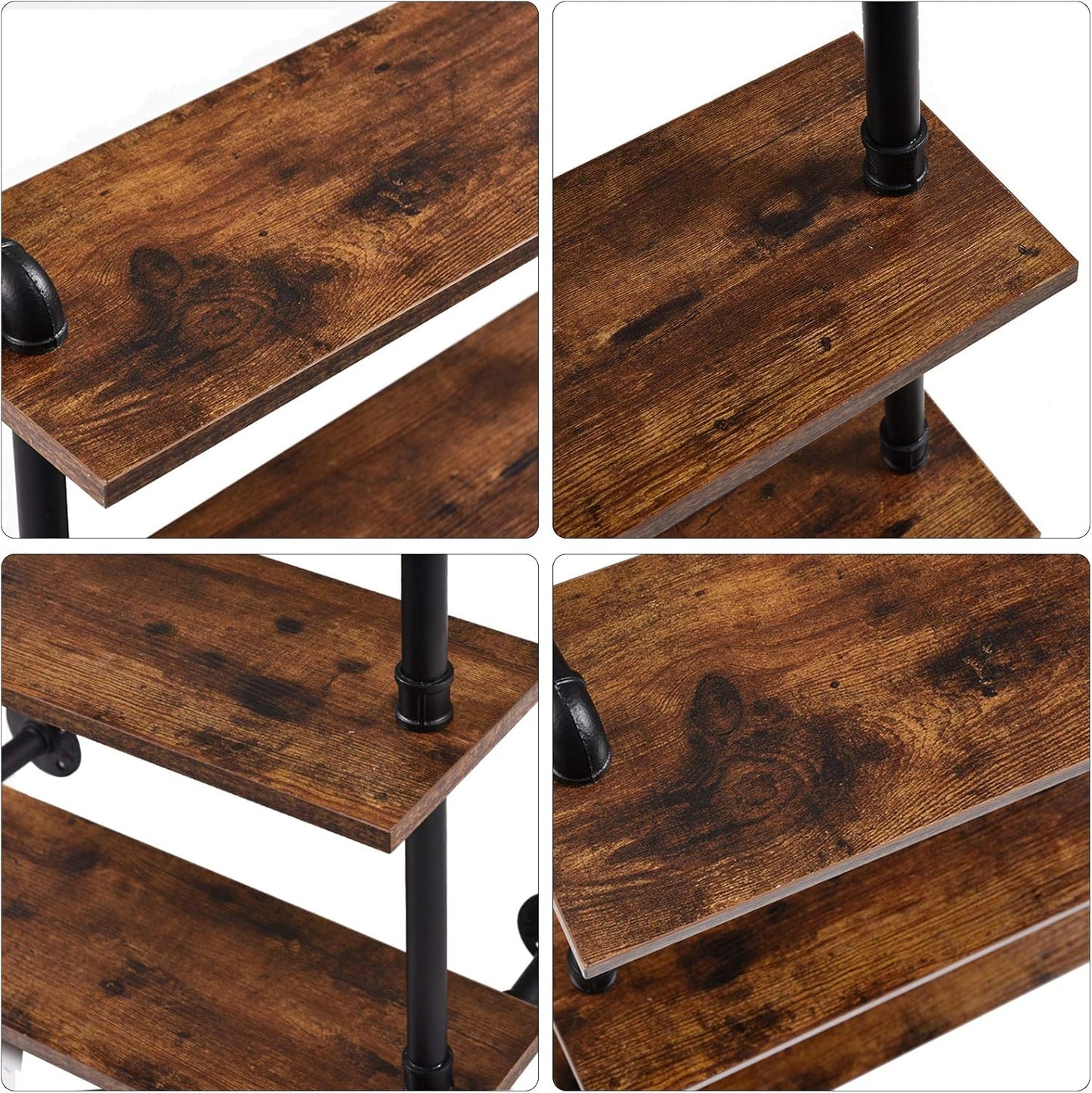 IBUYKE Industrial Pipe Shelves, Pipe Floating Shelves, Rustic Wall Mount Bookcase, 3-Tiers, 23.6"