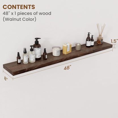 Floating Shelves for Wall Decor, 8 Inch Deep Rustic Solid Elm Wood Floating Shelves Wall Mounted