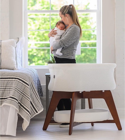 Evi Smart Baby Bassinet Beside Sleeper with Auto-Glide, Ambient Nightlight & Sensory Sounds