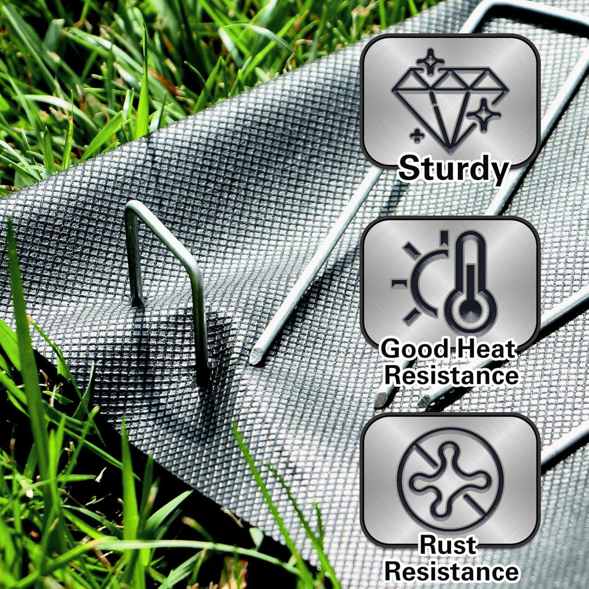 8 Inch Landscape Staples, More Thicker Heavy Duty 8 Gauge Galvanized Landscape Stakes, 125 Packs