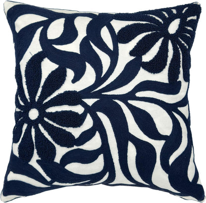 Alysheer Farmhouse Floral Leaves Embroidered Decorative Throw Pillow Cover 18x18 inches, Boho