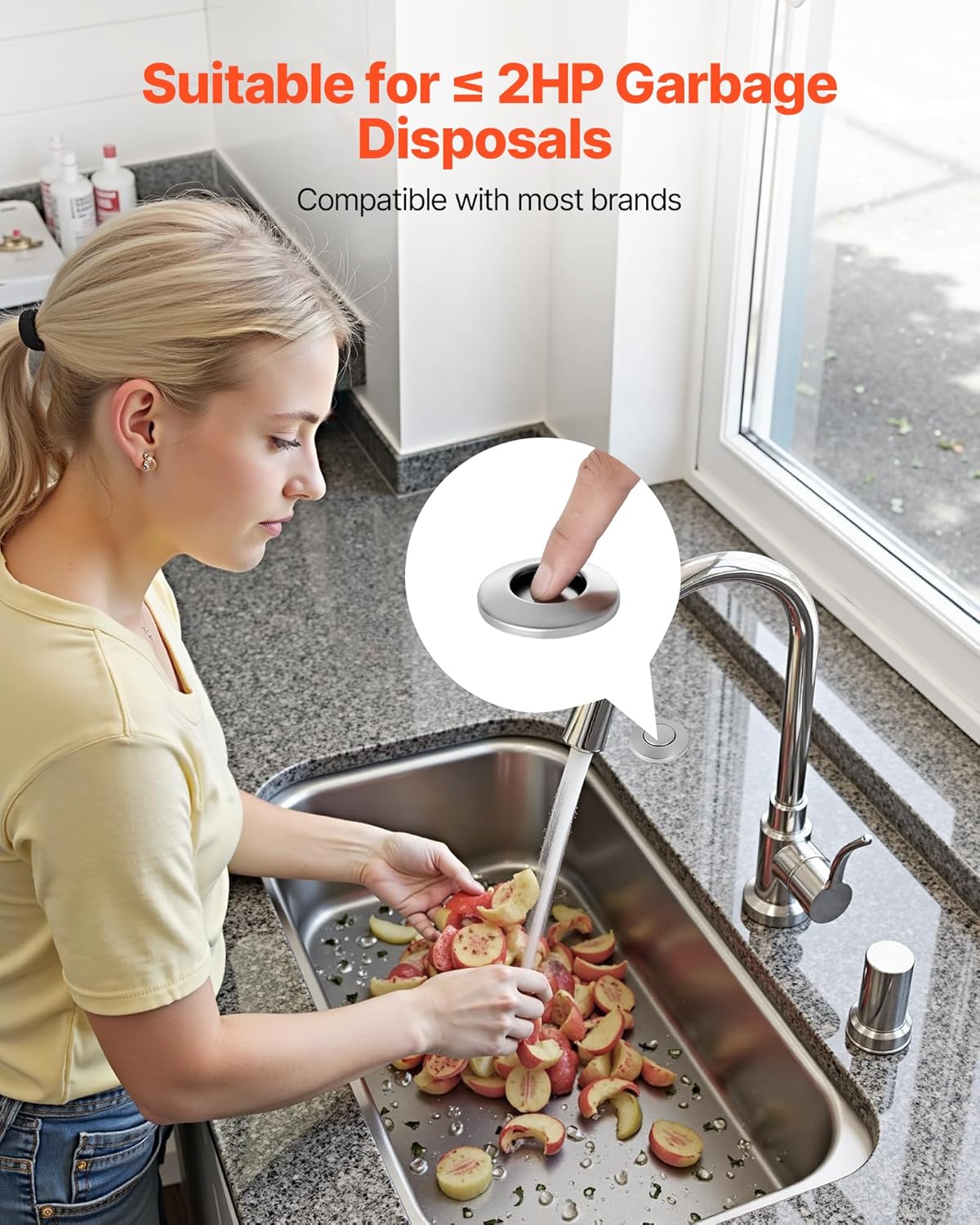 VEVOR Garbage Disposal Air Switch Kit, 3.5" Long Sink Top Air Switch for Food Waste Disposal