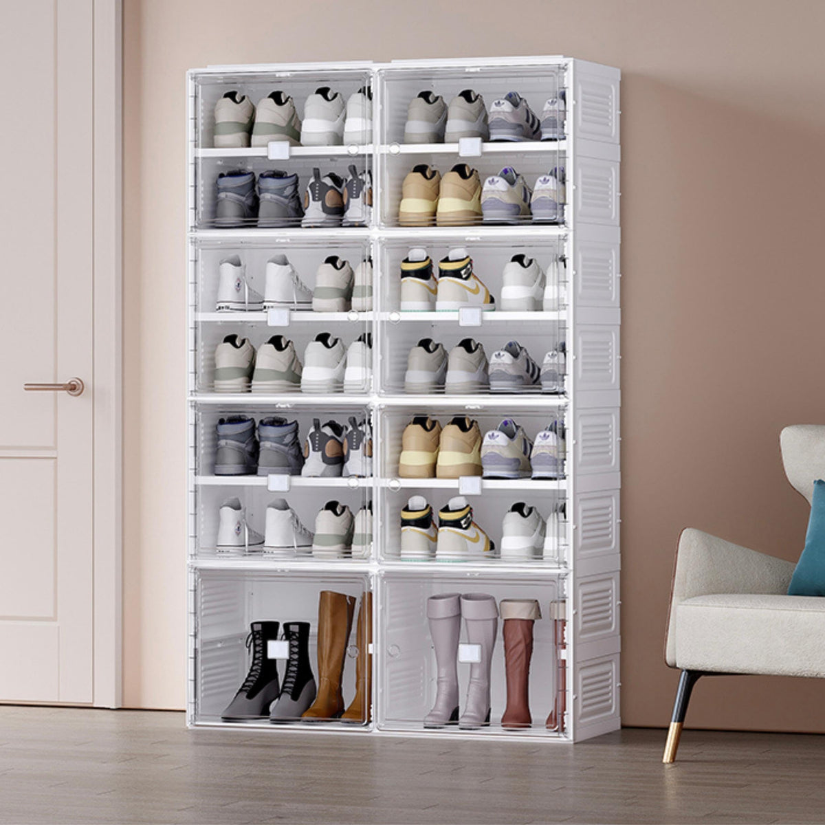 BIRDROCK HOME Shoe Rack for Closet Floor | 7 Tiers Freestanding Storage Cabinet w/ 12 Wide/Small