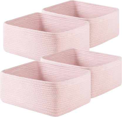 OIAHOMY 4 Pack 14.17*11.02*6.3IN Storage Baskets for Organizing Shelves, Woven Rope Baskets for