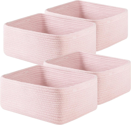 OIAHOMY 4 Pack 14.17*11.02*6.3IN Storage Baskets for Organizing Shelves, Woven Rope Baskets for
