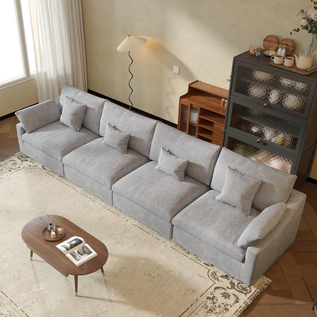 JACH Sectional Couches for Living Room, 4 Seater Cloud Sectional Couch with Deep Seat, Down Filled