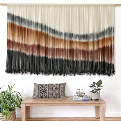 Flber Macrame Wall Hanging Macrame Wall Decor Large-Scale Tie-Dye Tapestry Living Home Room Wall