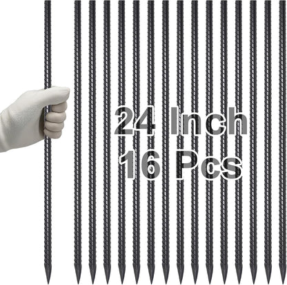 VVOKGO Rebar Stakes 24 Inch Ground Straight Concrete Form Stakes Heavy Duty (16pcs), 3/8" Diameter