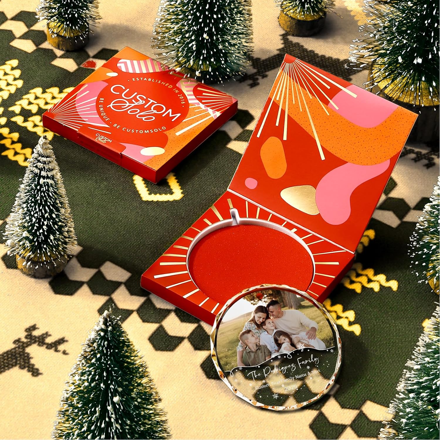 Bemaystar Personalized Family Christmas Ornaments 2025–Custom Crystal Ornament with Photo and