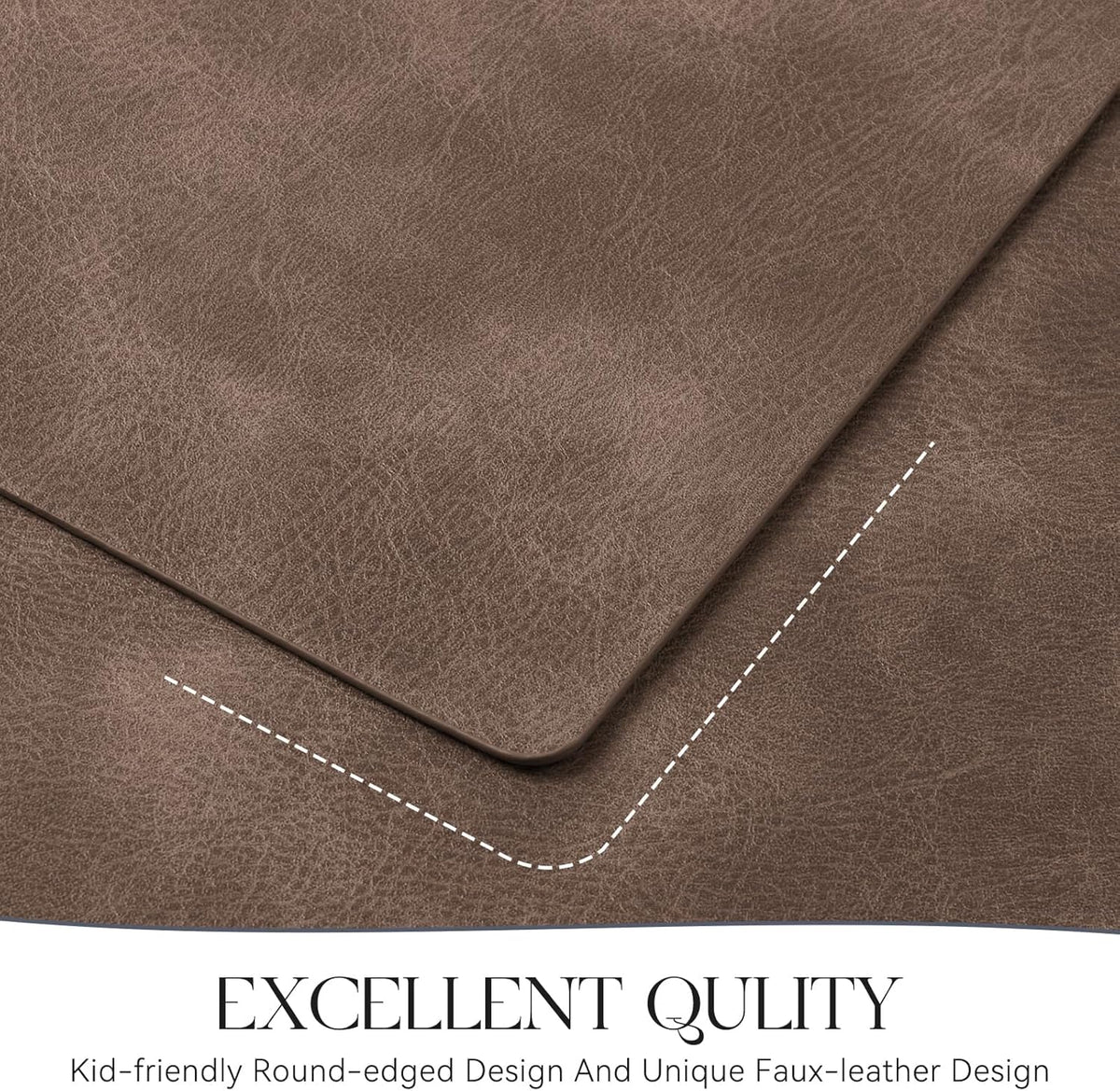 MOSAYT Vinyl Placemats Set of 8-12 X 17 Inch - Faux Leather 100% Waterproof Oil-Proof Wipeable PU