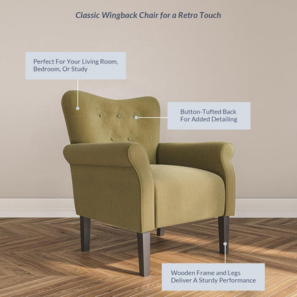 BELLEZE Modern Accent Chair, High Back Armchair, Upholstered Wingback Side Chair, Padded Single
