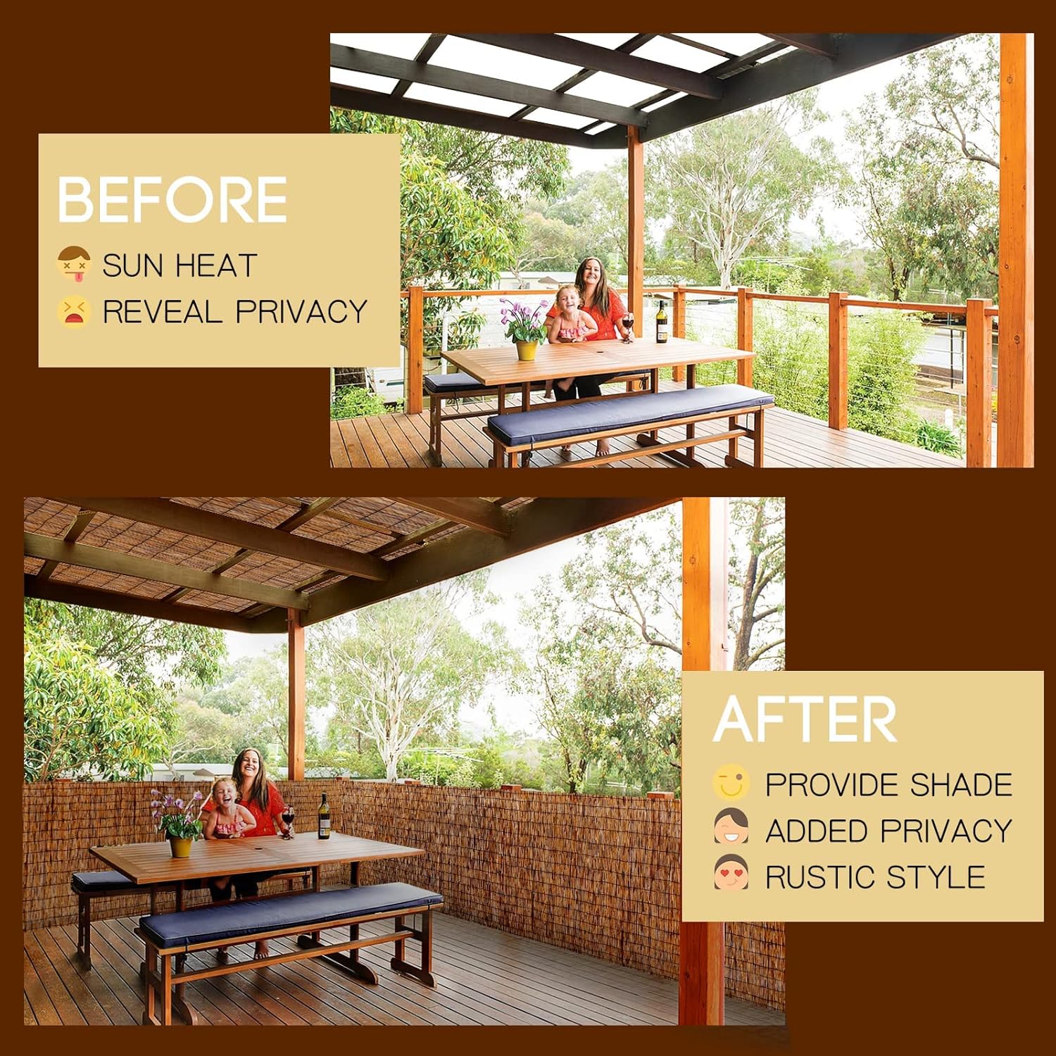 ZNCMRR Reed Fencing Rolls Natural Bamboo Fence 5.5 Feet High Privacy Screen Curtains Fence for