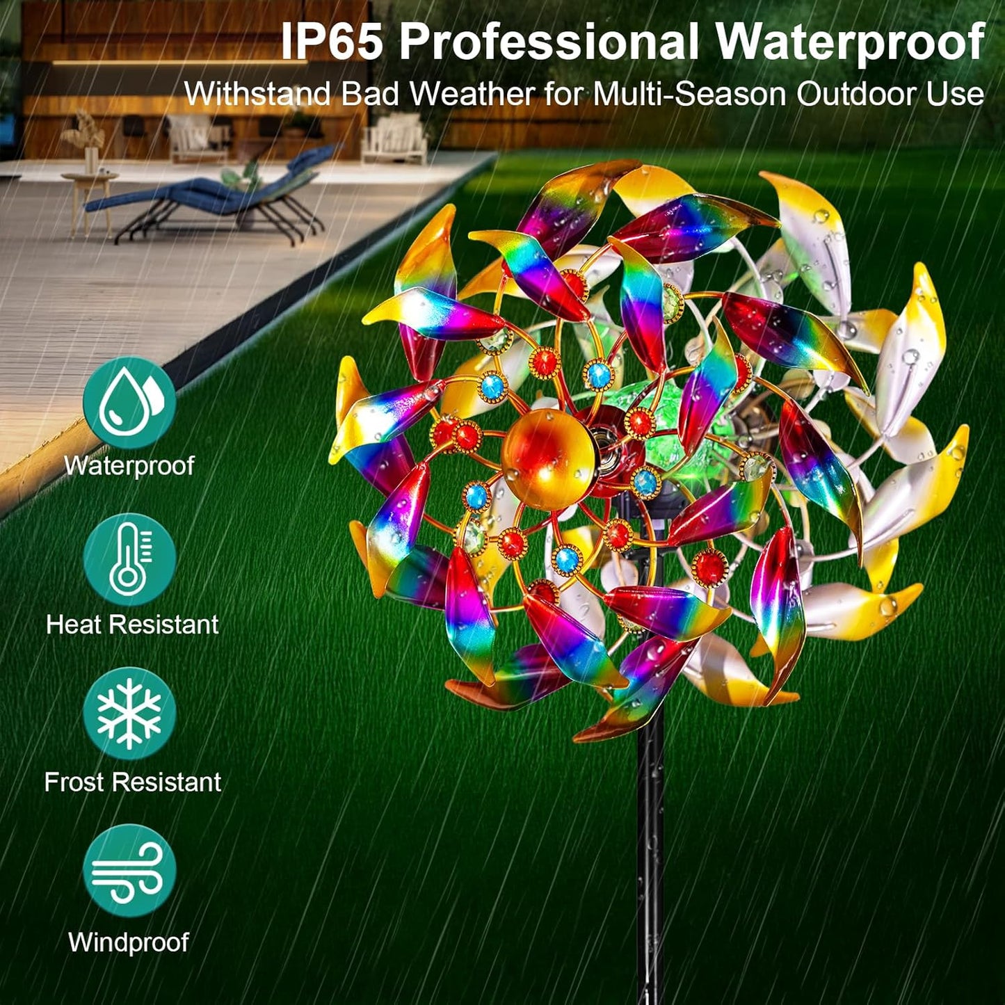 Solar Wind Spinners for Yard and Garden - 360° Metal Large Wind Sculptures Outdoor Clearance
