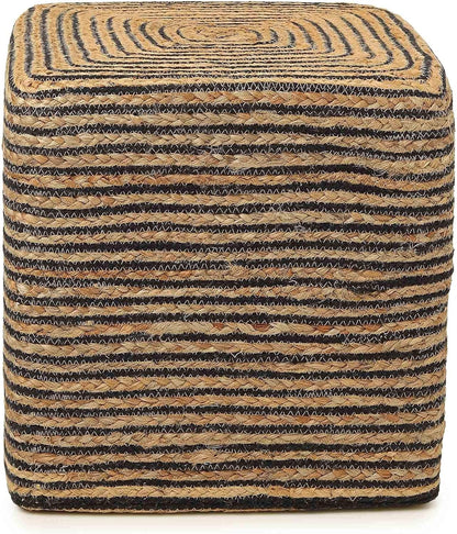 REDEARTH · Cube Pouf Foot Stool Ottoman - Jute Braided Pouffe Poof Accent Sitting Footrest for The