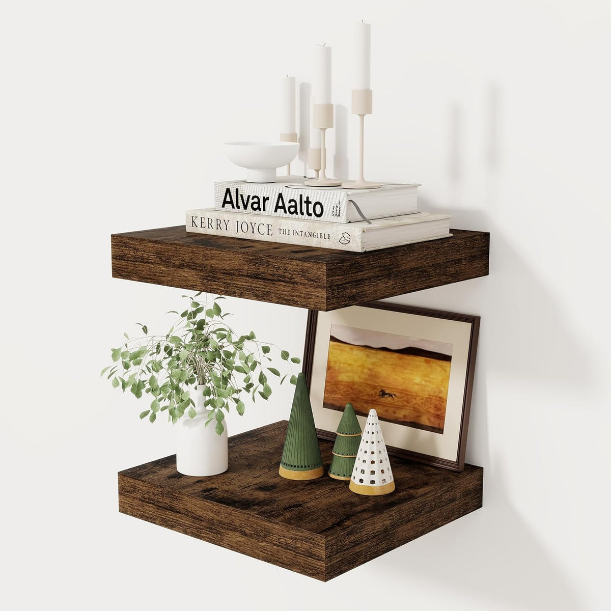 Fun Memories 12 Inch Floating Shelf, Rustic Wood Wall Shelves for Wall Decor & Storage, 12 x 12