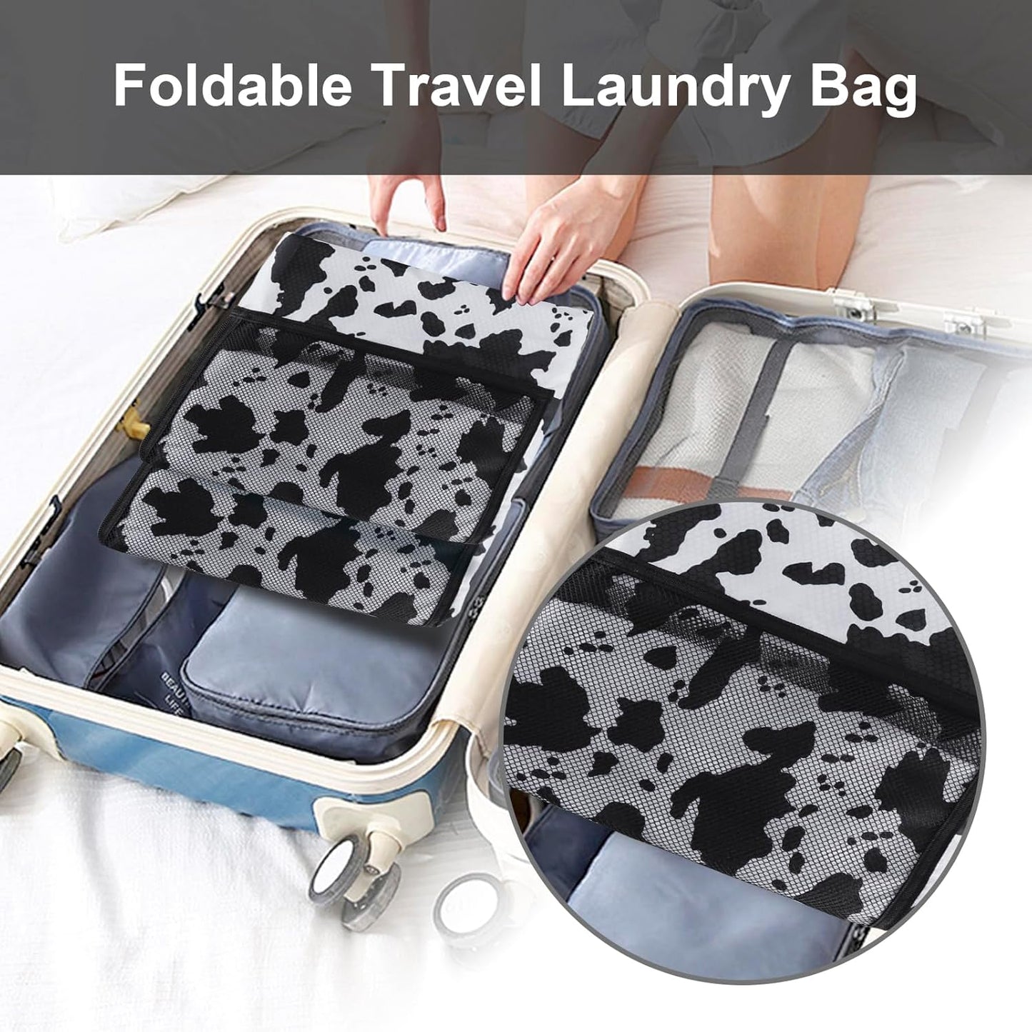 Femuar Laundry Bag Backpack Durable Laundry Bag with Shoulder Straps and Mesh Pockets Portable