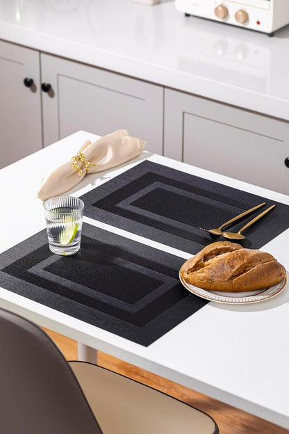 LEXMORE Placemats Set of 8 Vinyl/Plastic Woven Place Mats for Kitchen Table Indoor/Outdoor Washable