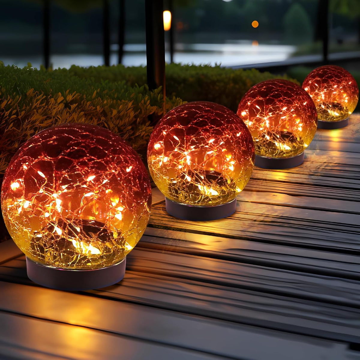 Solar Globe Lights Outdoor Waterproof - Cracked Glass Ball Lights for Garden, Patio, Yard, Lawn and