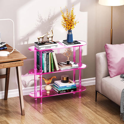 Clear Bookshelf, Acrylic Bookcase with Open Book Shelf Console Table for Entryway Office (3 Tier