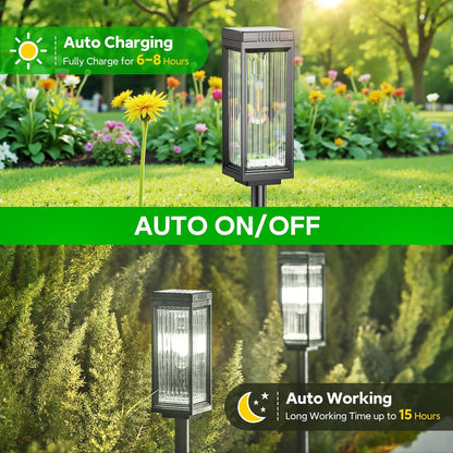 Solar Pathway Lights Outdoor, 4 Pack Upgraded Solar Lights Outdoor Waterproof, Bright Up to 15 Hrs
