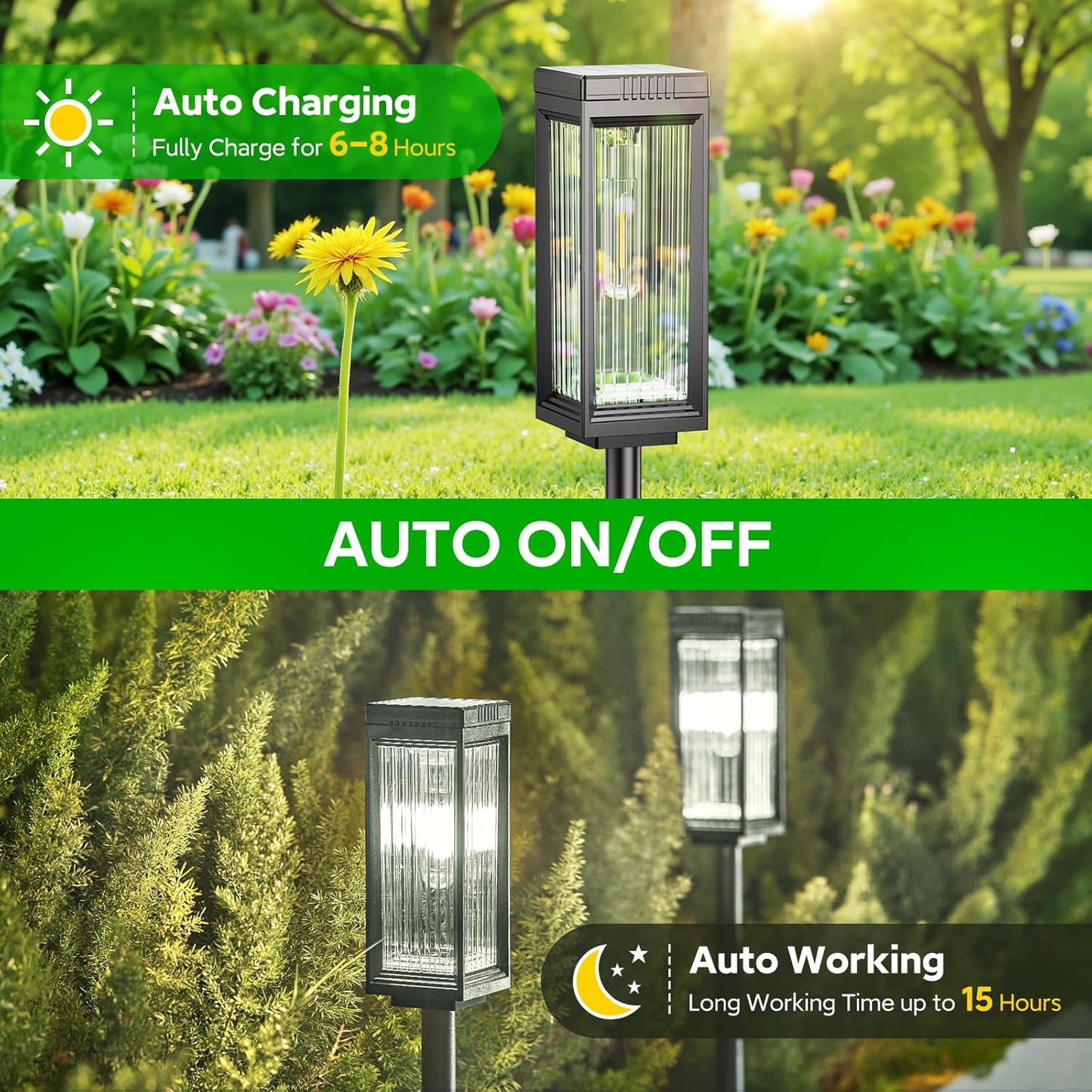 Solar Pathway Lights Outdoor, 6 Pack Upgraded Solar Lights Outdoor Waterproof, Bright Up to 15 Hrs