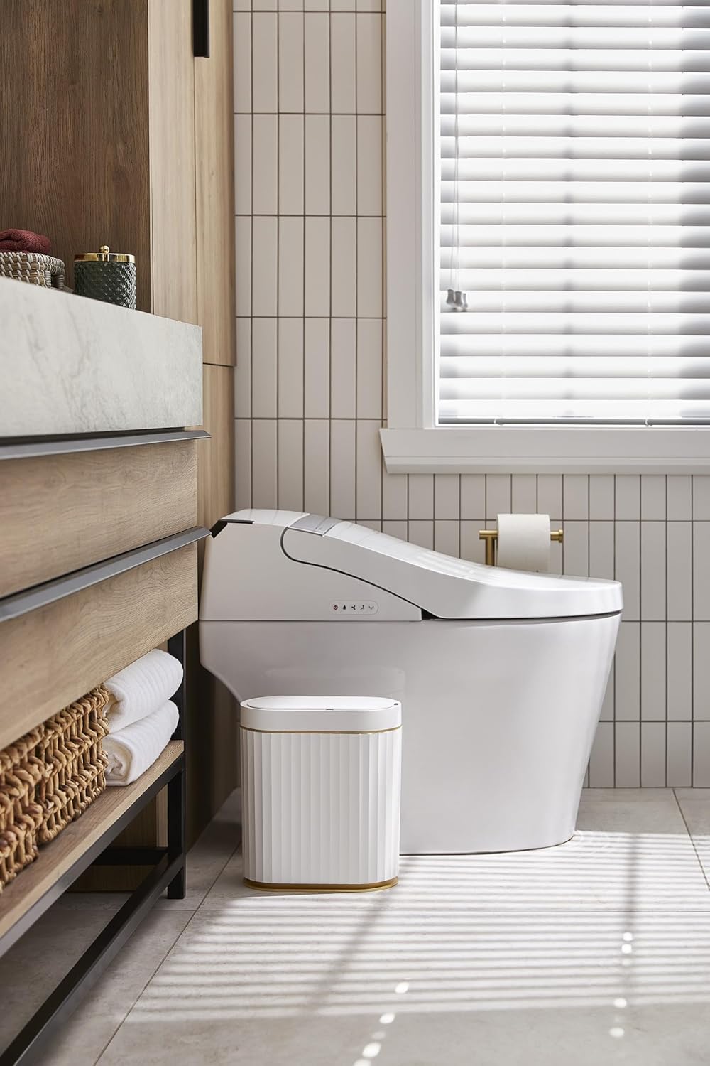 ELPHECO Automatic Motion Sensor Trash Can - 2 Gallon Slimline for Bathroom, Bedroom, Kitchen