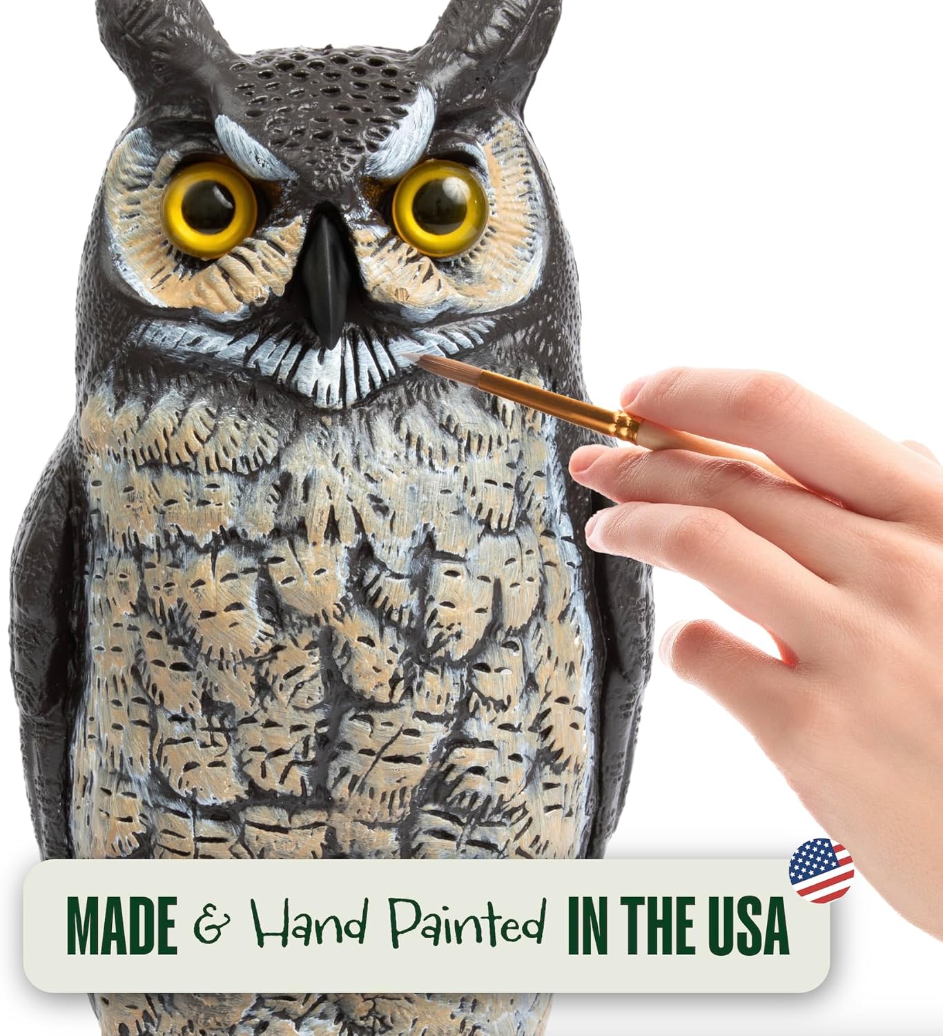 Dalen Large Fake Owl Decoy to Scare Birds Away - Garden Scarecrow Provides Natural Pest Control