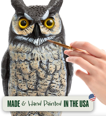 Dalen Large Fake Owl Decoy to Scare Birds Away - Garden Scarecrow Provides Natural Pest Control
