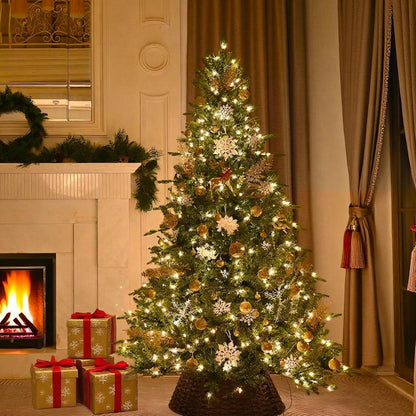 7.5 FT Prelit Christmas Tree with 550 Warm White Lights, 2359 PE&PVC Mixed Branch Tips, Hinged