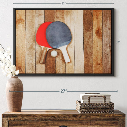 ElephantStock Ping Pong Wall Art - Horizontal Framed Canvas - 1-Piece Living Room Wall Decor