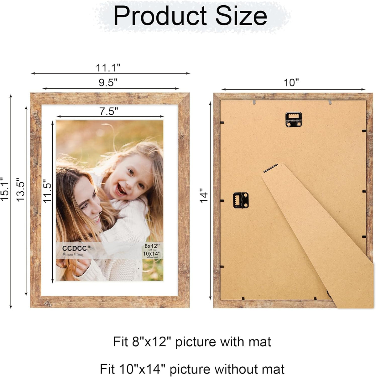 10x14 Picture Frame Set of 4, 10 x 14 Wood Photo Frames with Mat for 8x12 or 30x40cm Diamond