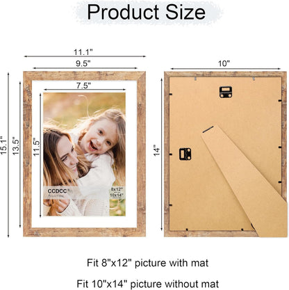10x14 Picture Frame Set of 4, 10 x 14 Wood Photo Frames with Mat for 8x12 or 30x40cm Diamond