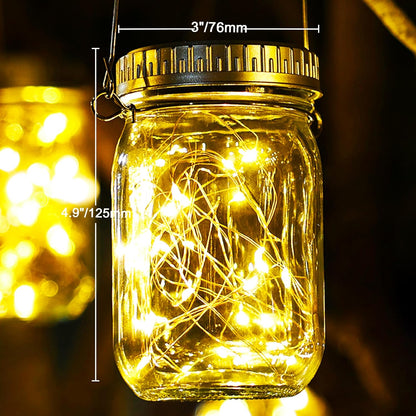Cooo 9 Pack Solar Lanterns Outdoor Waterproof Upgraded Crystal Glass Solar Mason Jar Lights 30 LED