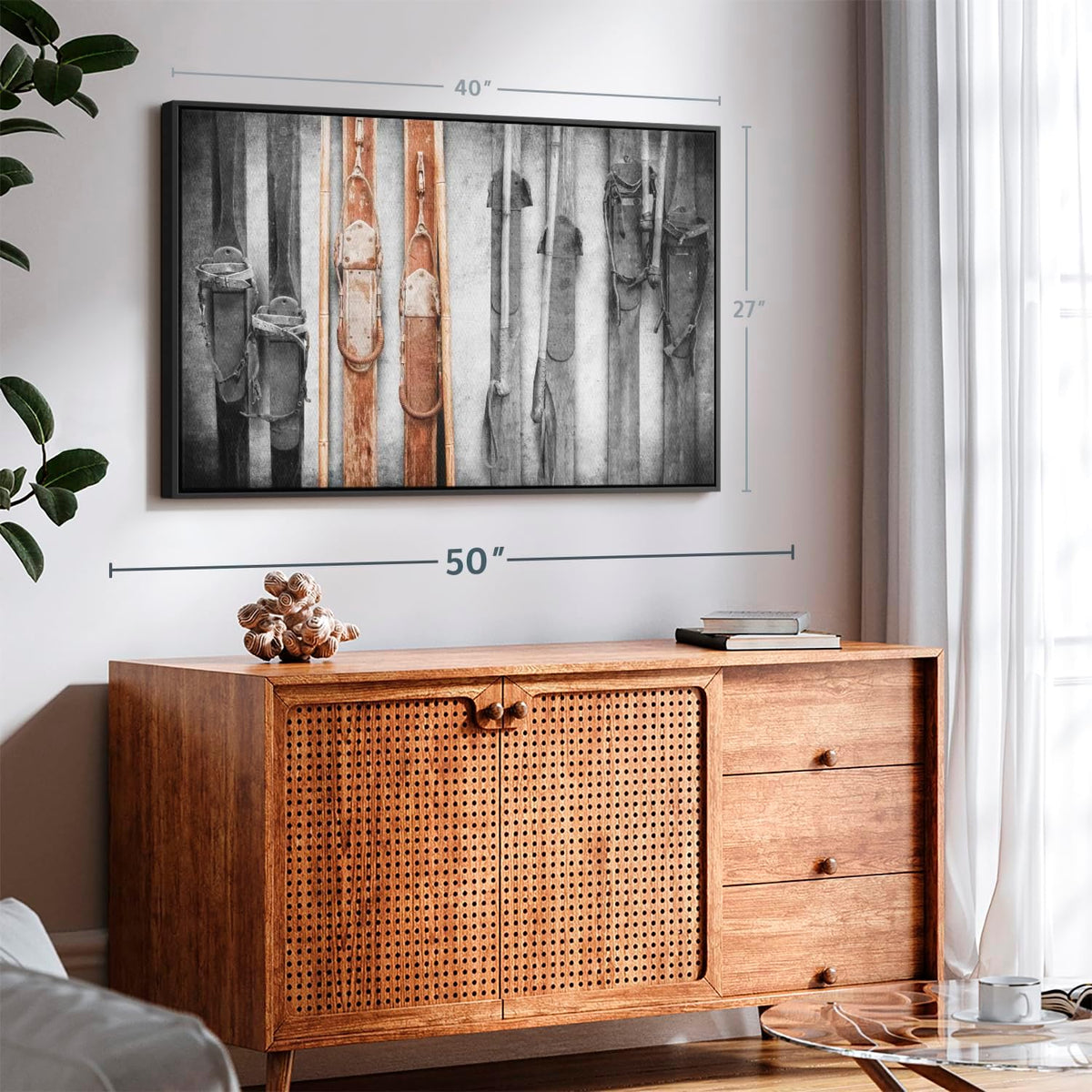 ElephantStock Ski Collection Wall Art - Horizontal Framed Canvas - 1-Piece Bathroom Wall Decor