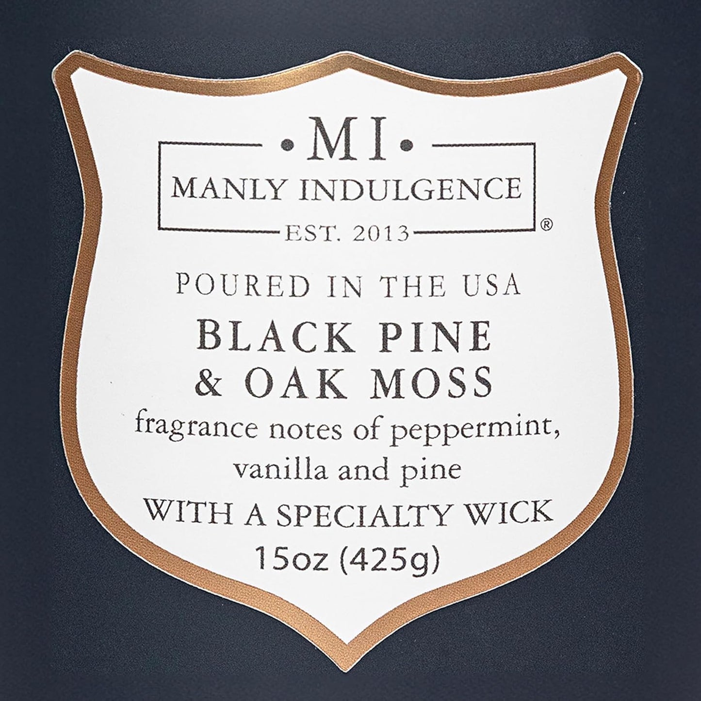 Manly Indulgence Black Pine Oakmoss Scented Candles for Men, 15 oz Wooden Wick, Premium Soy Blend