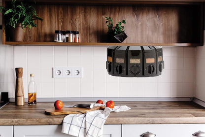 Kitchen Art Spice Rack Select-A-Spice Auto-Measure Carousel 12 Compartments Black 8.75 x 8.75 x 6