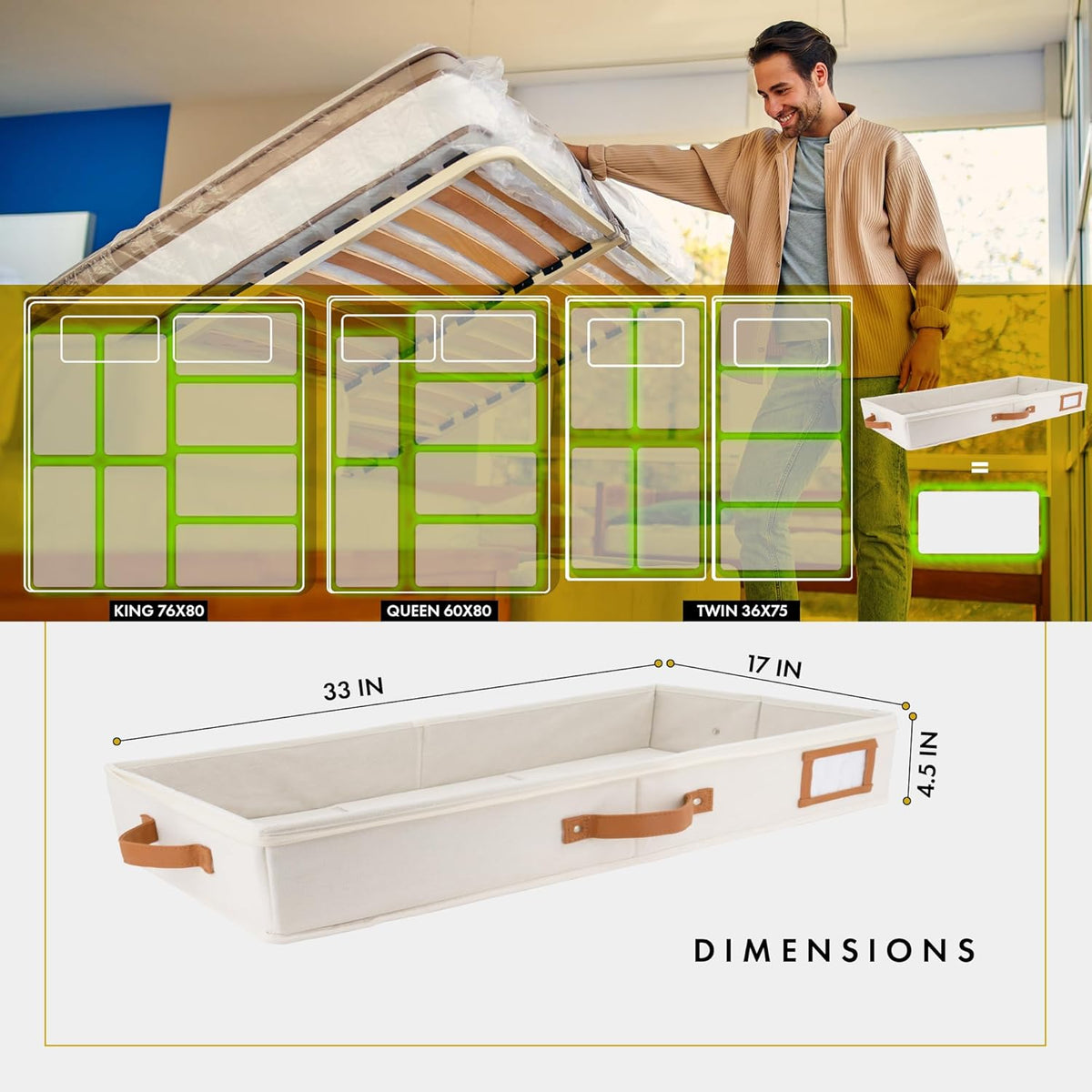 HOMELUX THEORY 2pc Low Profile Under Bed Storage Containers, Thin Under Couch Storage Organizer