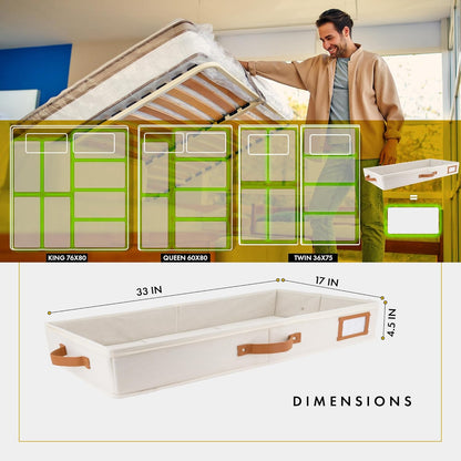 HOMELUX THEORY 2pc Low Profile Under Bed Storage Containers, Thin Under Couch Storage Organizer