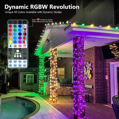 BrizLabs RGBW Christmas Lights, 98.5FT 300 LED Color Changing Halloween String Lights with Remote