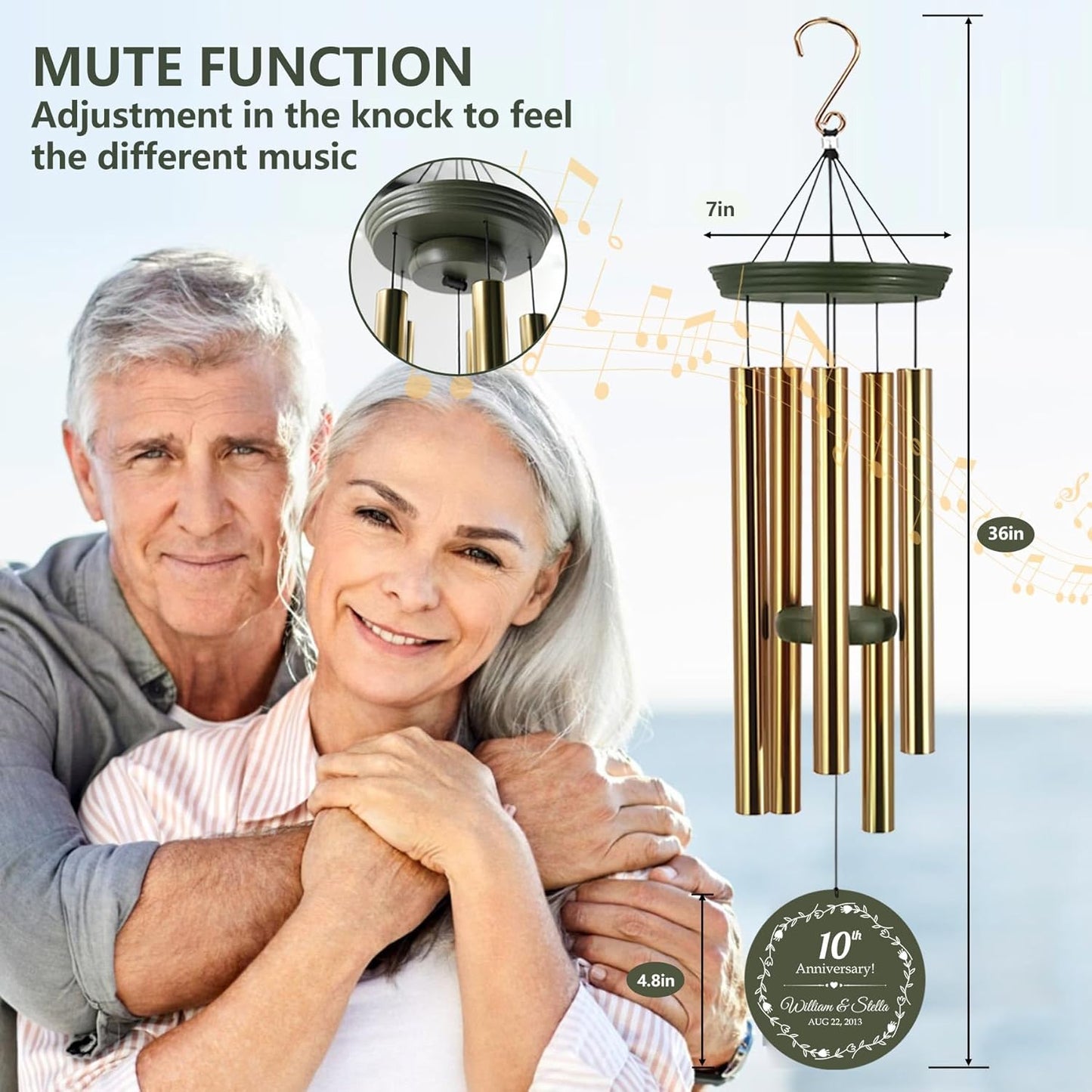 ASTARIN Tree of Life Wind Chimes, Personalized Wind Chimes for 50th Anniversary for Parents Couple