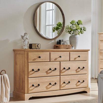 T4TREAM 7 Drawers Dresser Chests for Bedroom, Wood Vintage Chests of Drawers, Rustic Dressers Chset