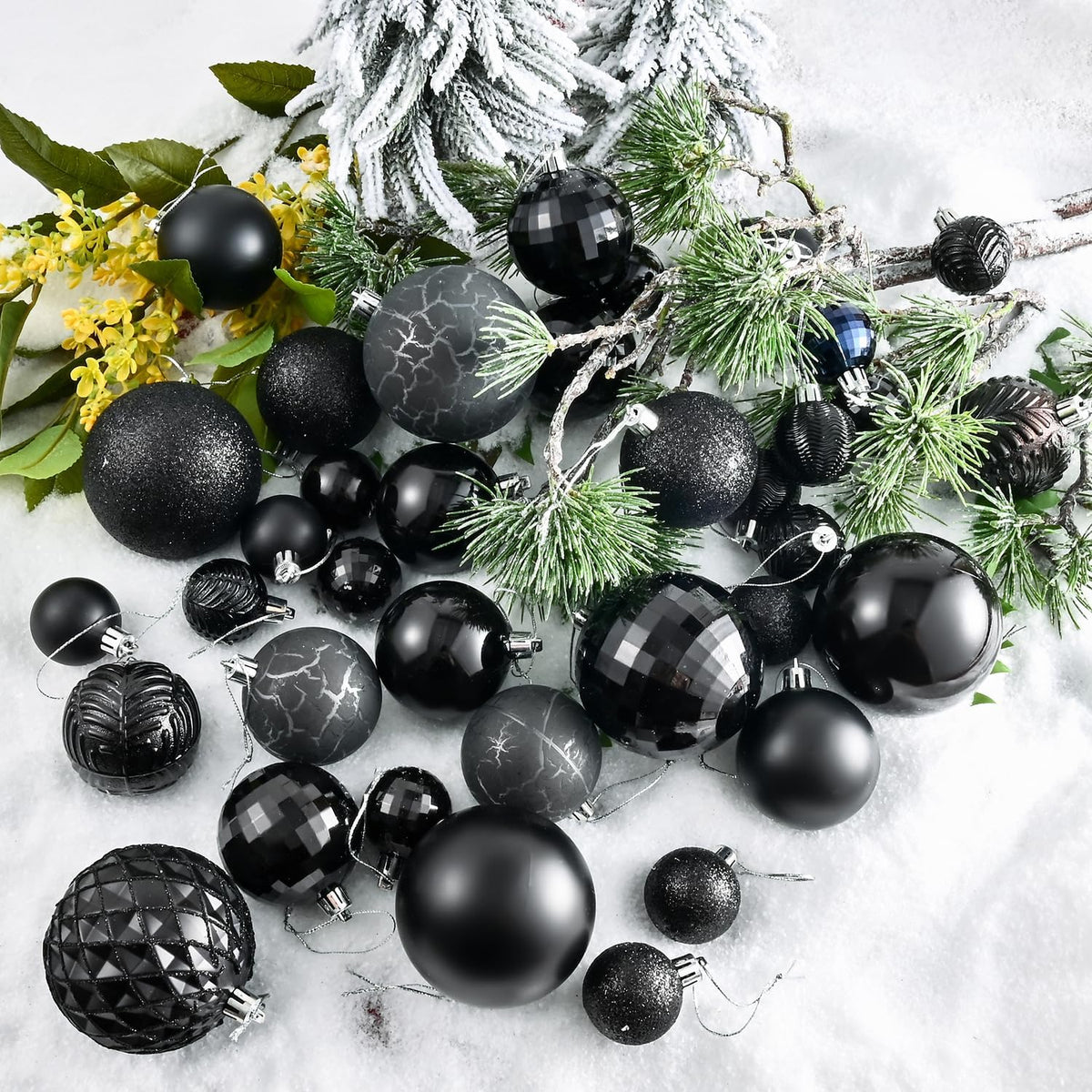 LANGXUN 36pcs Black Christmas Tree Decorations Balls, Bolas De Navidad, 2025 Christmas Decor